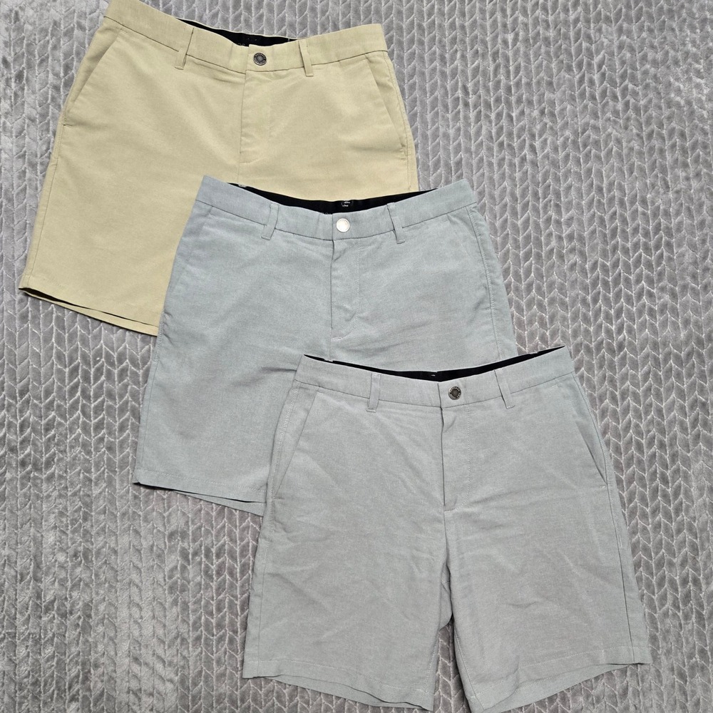 3 Bonobos Golf Mens Khaki Gray Standard 7 inch‎ Shorts 29x7 Performance Tech